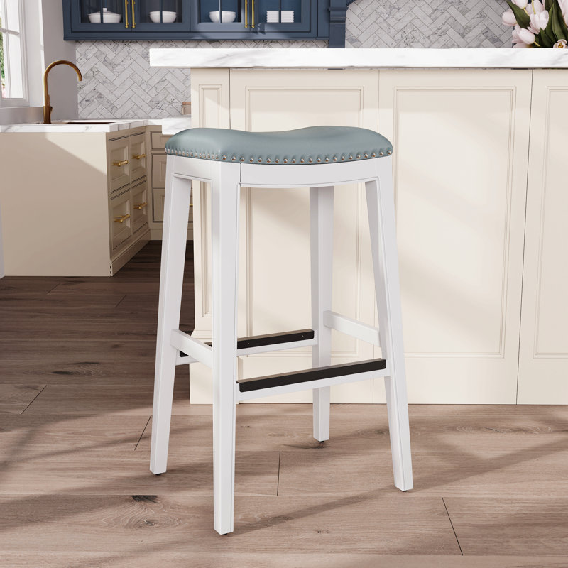 Tabouret 30 ", Blanc / Blanc, Bleu