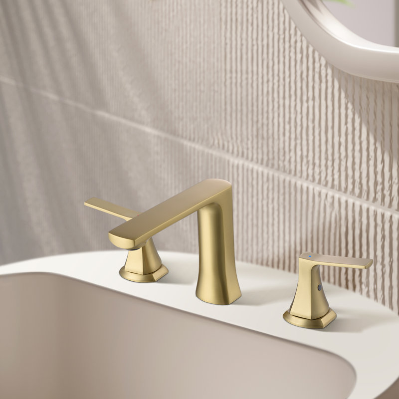 2-handle Bathroom Faucet with Drain Assembly, Brushed Gold