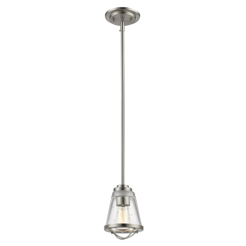Luminaire suspendu conique à 1 lumière Akshay, Nickel brossé