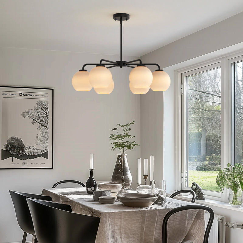 Choi 6-Light Flush Mounted Pendant Lighting Chandelier For Hallway Loft Kitchen Bar Close To Ceiling, Beige