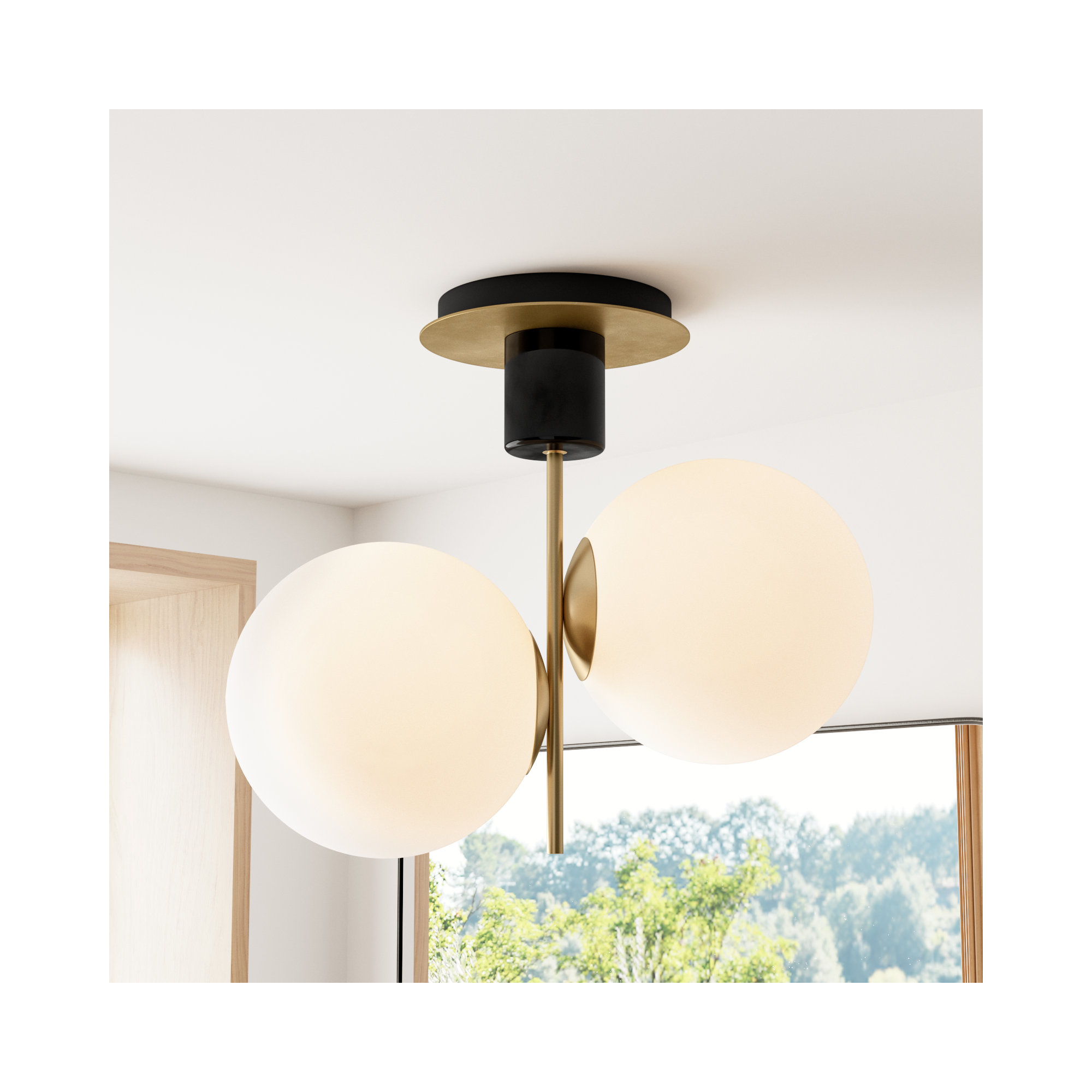 Drake 2 Light Glass Semi Flush Mount