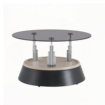 Nesting Coffee Table Set, Transparent Tempered Glass Nesting Set, Round Living Room Coffee Table, 2-Piece Set
