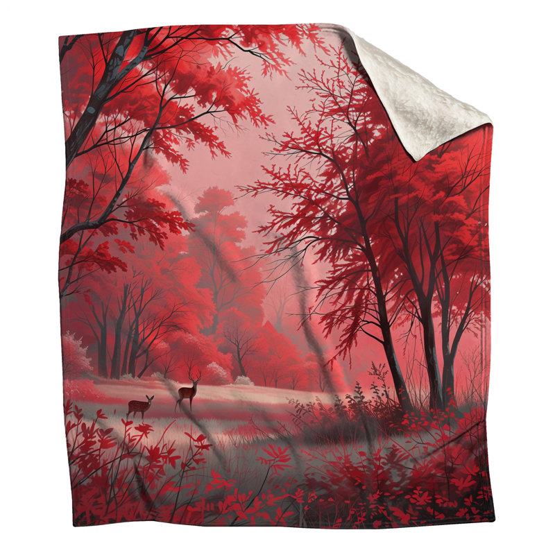 Couvertures d'automne rouges, 60in W x 80in H