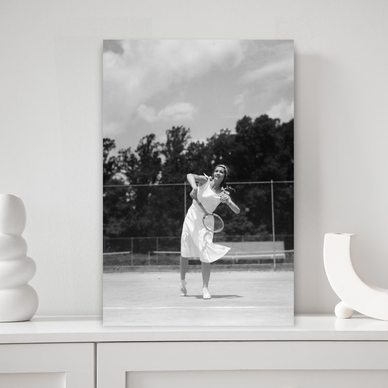 1930s, femme jouant au tennis, rétro, art mural rétro classique, H 18 po x l 12 po