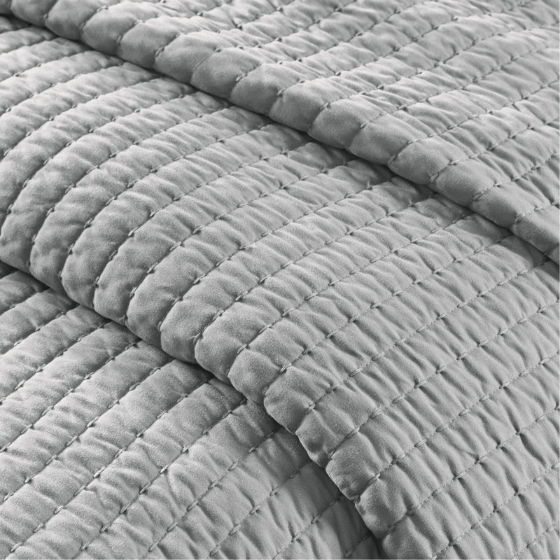 2 Piece Quilt Set Grey Twin/Twin XL, Twin Quilt  + 2 Shams, Gray