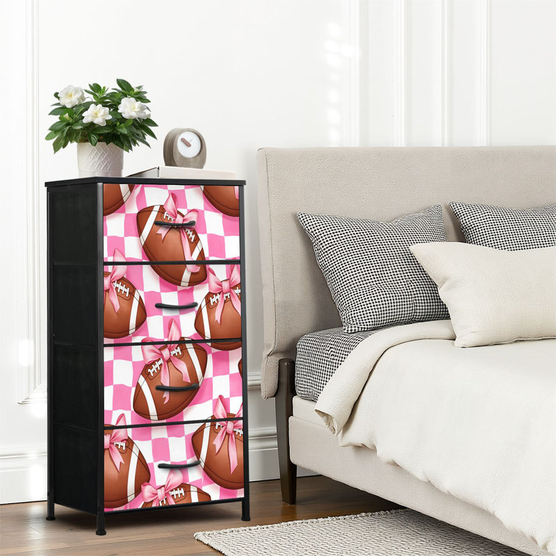 4 Drawer Dresser for Bedroom, Narrow Chest of Drawers, Wooden Top and Study Iron Frame 18"x37.5"-(WxH), Black21