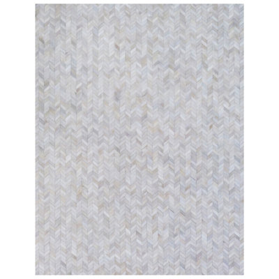 Mosaic Leather Cowhide Chevron Indoor Rug