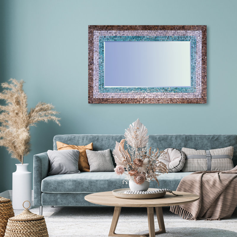 Grand miroir rectangulaire en nacre de Southwestern, 36 po x 24 po