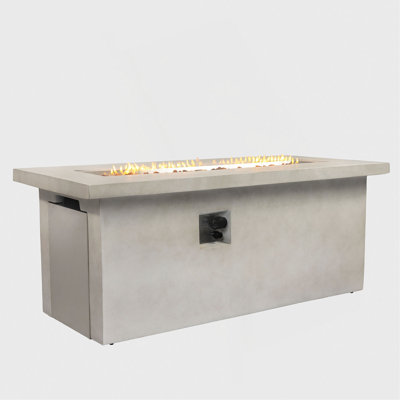 Table de foyer d'extérieur au gaz propane de 60 po 60 po, foyer rectangulaire en béton de 60000 BTU pour la cour extérieure - gris clair