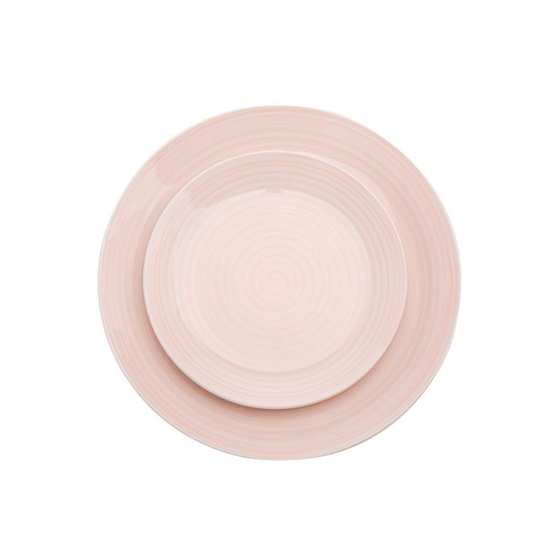 Spiral 12 Piece Dinnerware Set, Service For 4, Pink