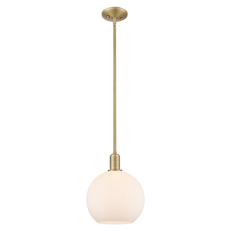 Mini-luminaire suspendu 1 lumière Arcadia - Athens, H 9 po x l 10 po x P 10 po, Blanc mat, Laiton brossé
