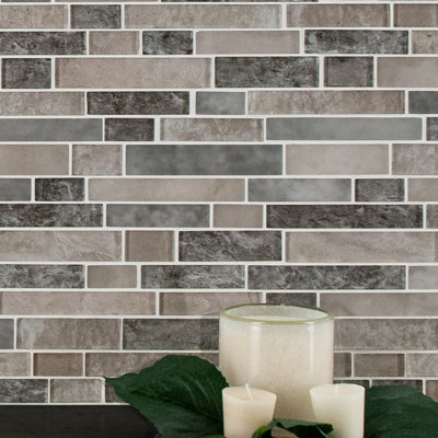 Interlocking 12 in. x 13 in. Glossy Glass Mosaic Wall Tile