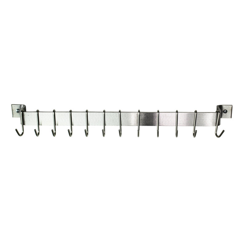 Handcrafted Easy Wall Mounted Pot Rack, 3" H x 30" W x 3" D, Stainless Steel