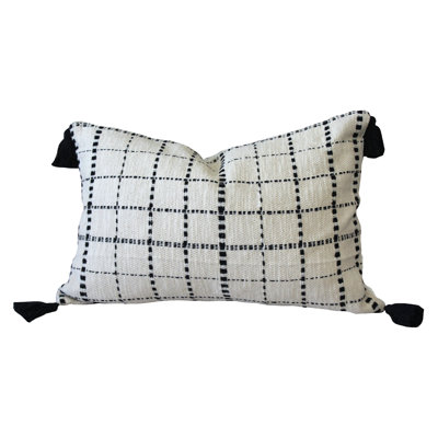 Housse de coussin lombaire noire et ivoire