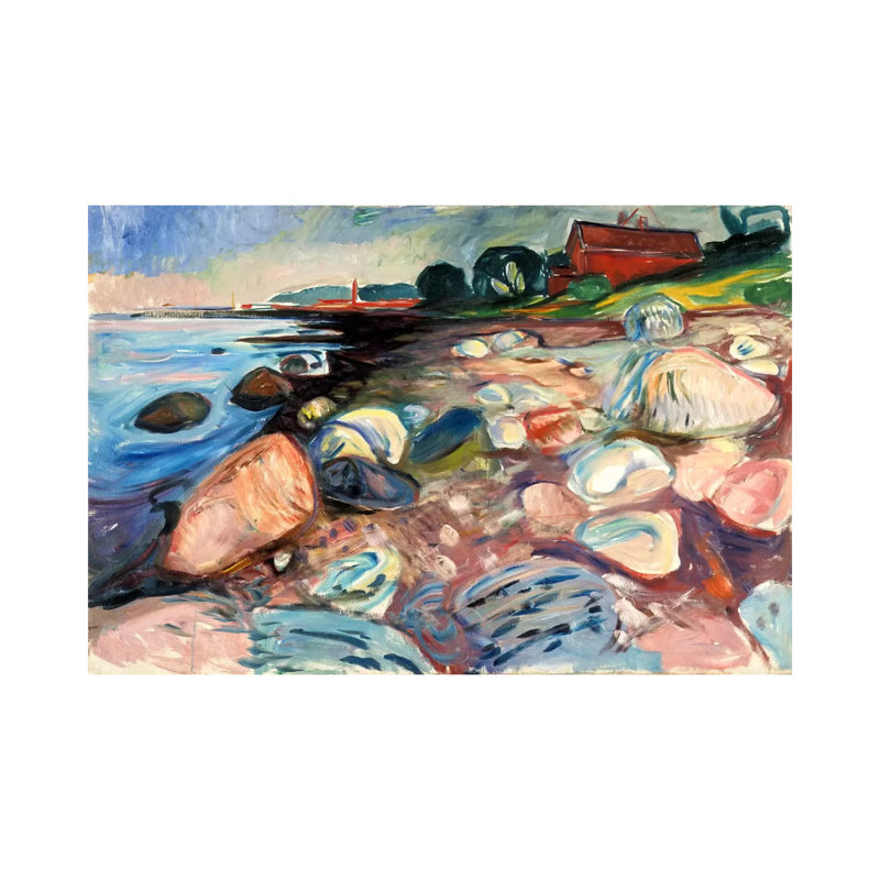 Shore With The Red House, 1904 by Edvard Munch - Print on Canvas, 66.04 cm H x 45.72 cm W x 1.91 cm D, Wrapped Canvas