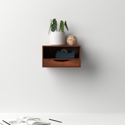 Adeana Poplar Floating Shelf with Drawer