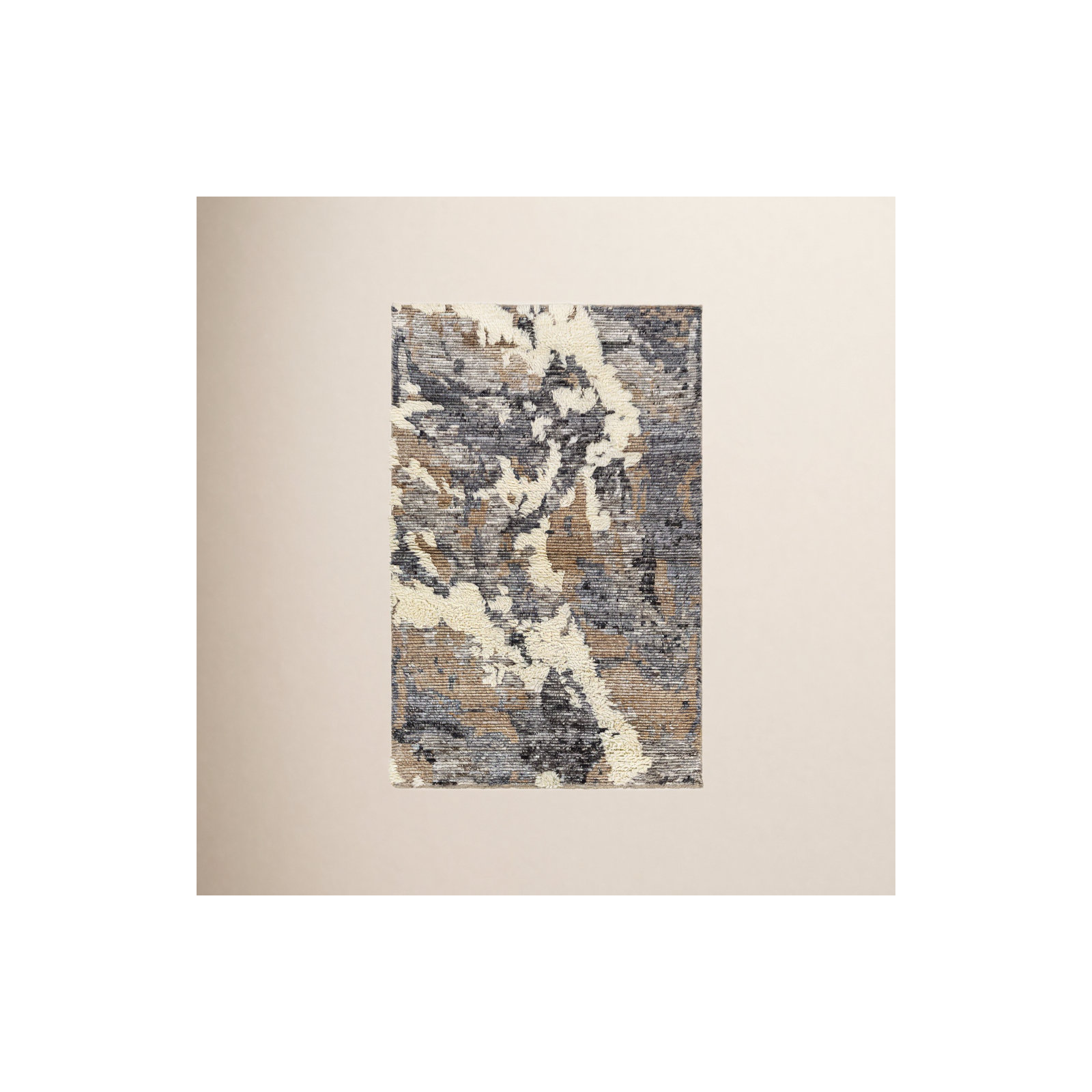 Zubi Handmade Gray/Cream/Brown Rug, Rectangle 8'10" x 12'