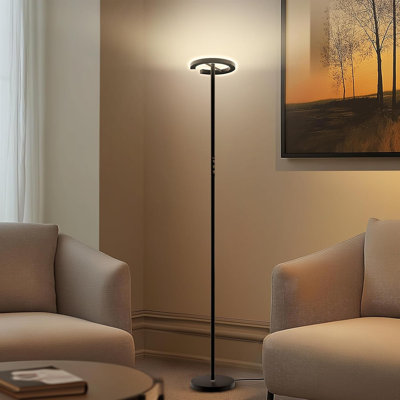 Modern Led Floor Lamp With Remote, 71 Inch Tall Standing Lamp, 4 Color Temperatures, Stepless Dimmable, Rotatable Head, Timer Function For Living Room, Bedroom, Office