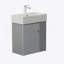 Meuble-lavabo mural de 21,6 pouces avec lavabo en céramique, porte à fermeture en douceur et tablette de rangement flottante pour les salles de bain modernes.-811074421