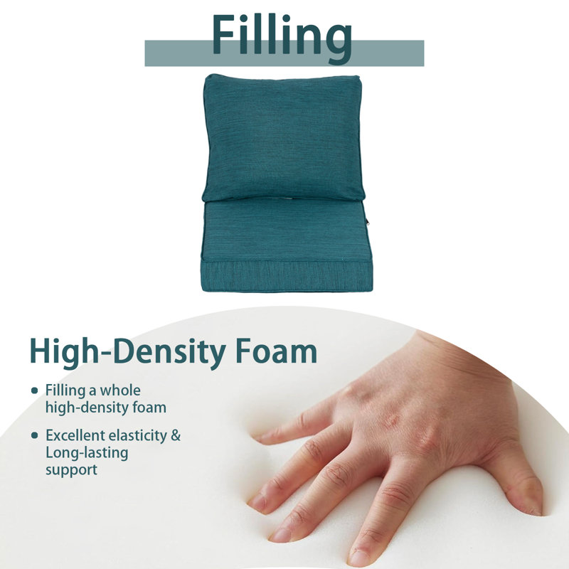 24" x 27" Outdoor/Indoor Deep Seat Patio Chair Cushions - Water Resistant Design, Malachite