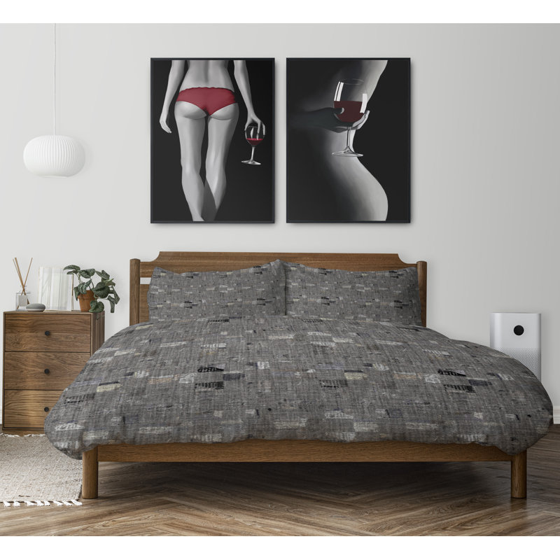 Polyester Abstract Comforter Set, King Duvet Cover + 2 King Pillowcases