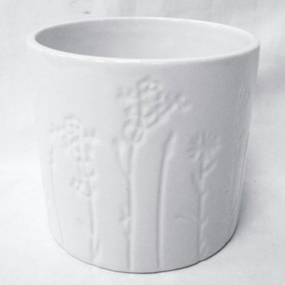 Blanc avec pot à fleurs imprimé