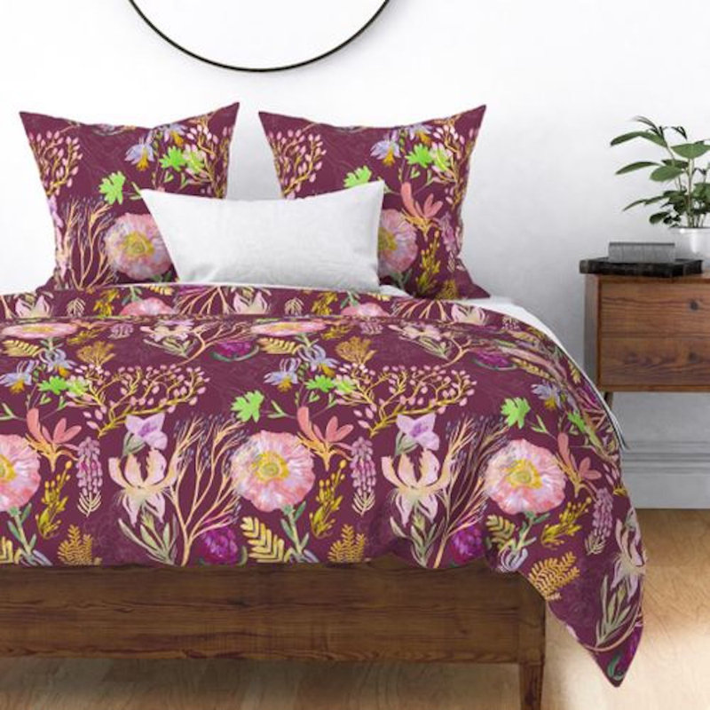 Jubilation Duvet Cover, King Duvet Cover, Maroon