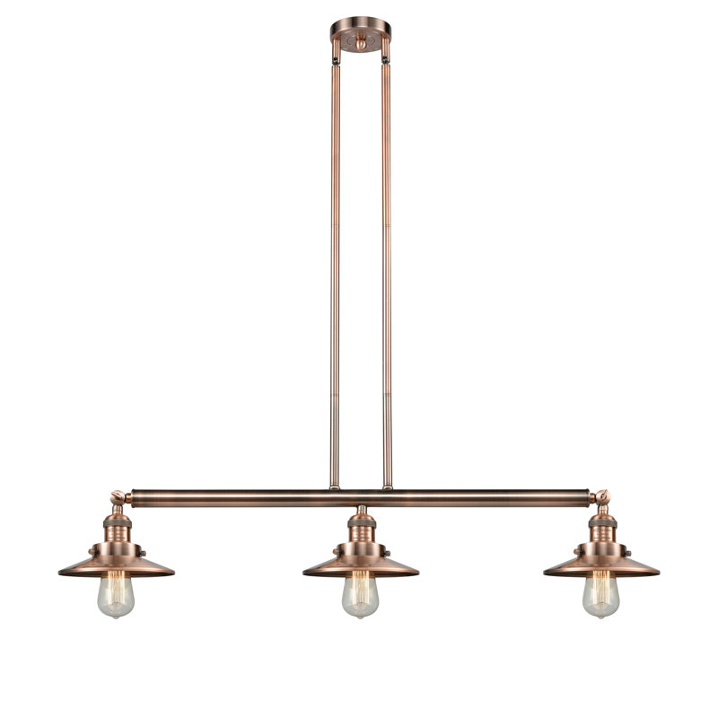 Clintonpark 3 - Light Kitchen Island Pendant, Satin Gold, 6 Watt Vinage LED Bulb