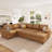 Cottone U-Shaped Faux Leather Sectional Sofa Bed with Pull-Out Sleeper and Storage Chaise