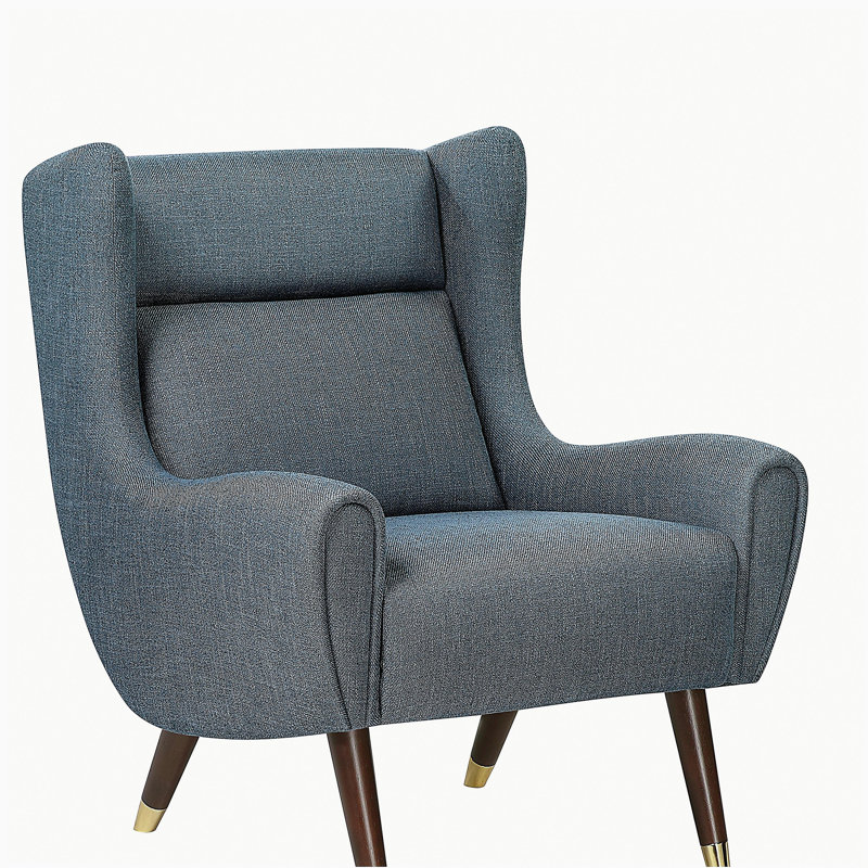Chaise d'appoint moderne à oreilles rembourrée bleue 1pc, Bleu