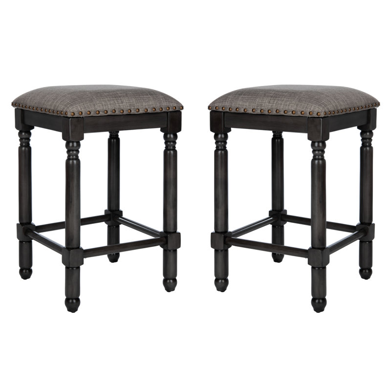 Tabouret de comptoir Hertzog, Gris, Lin