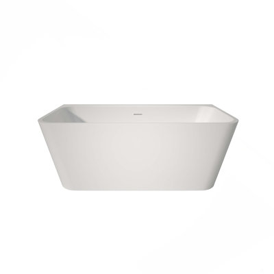 Stand Alone Tub Acrylic Rectangular Free Standing Soaking Bath Tub (White)