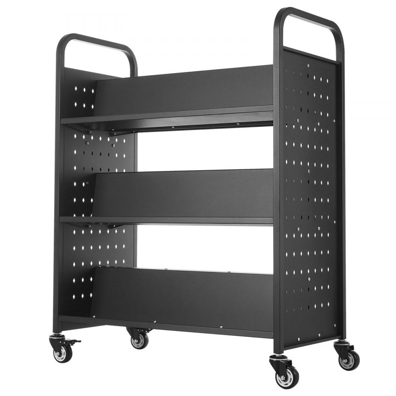 Chariot à livres à 3 niveaux, H 48,2 po x l 38,2 po x P 20,3 po, Noir