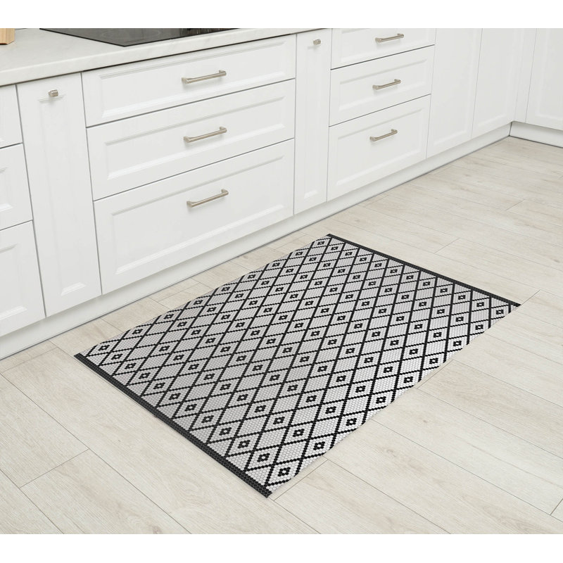 Tapis de cuisine Penny Tile Diamond, Gris anthracite, Rectangulaire 2 pi x 3 pi