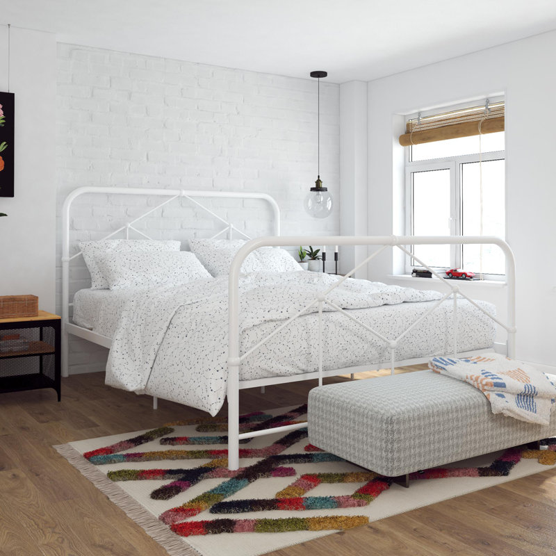 Metal Bed, Double (4'6), White