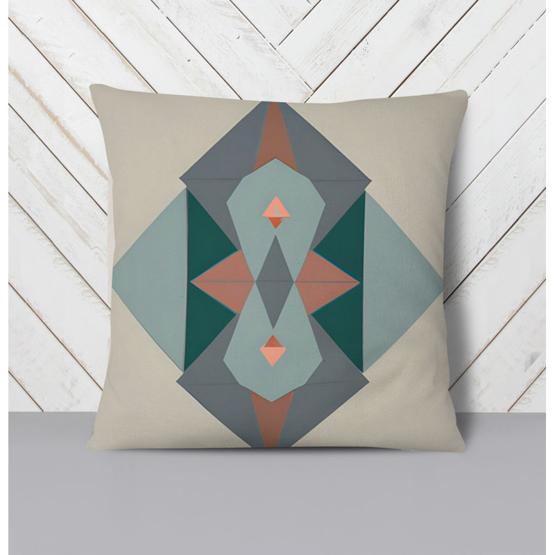 Throw Pillow With Insert, Blue/Brown Abstract 15, 20"H x 20"W