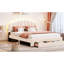 Lit plateforme en molleton avec tiroir et repose-pieds confortable