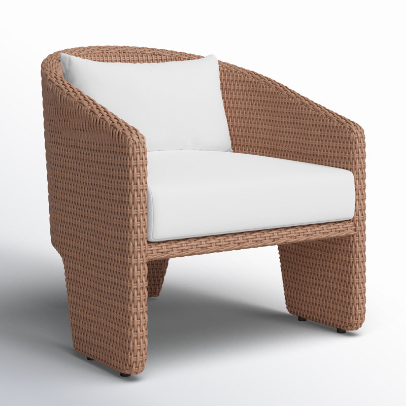 Chaise de patio avec coussin Charies, Rétro naturel / blanc