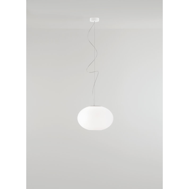 1 - Light Matt White LED Sphere Pendant, 200cm H x 45cm W x 45cm D, Yes