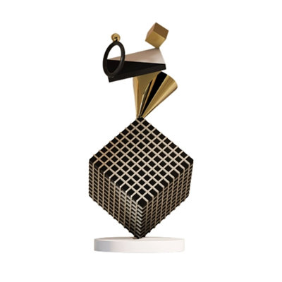 Creative Balanced Block Three-Dimensional Fiberglass Sculpture