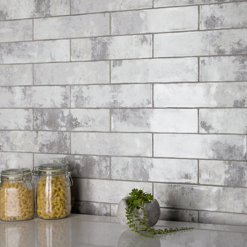 Biarritz 3" x 11.88" Straight Edge Ceramic Brick Look Subway Wall Tile, Blue