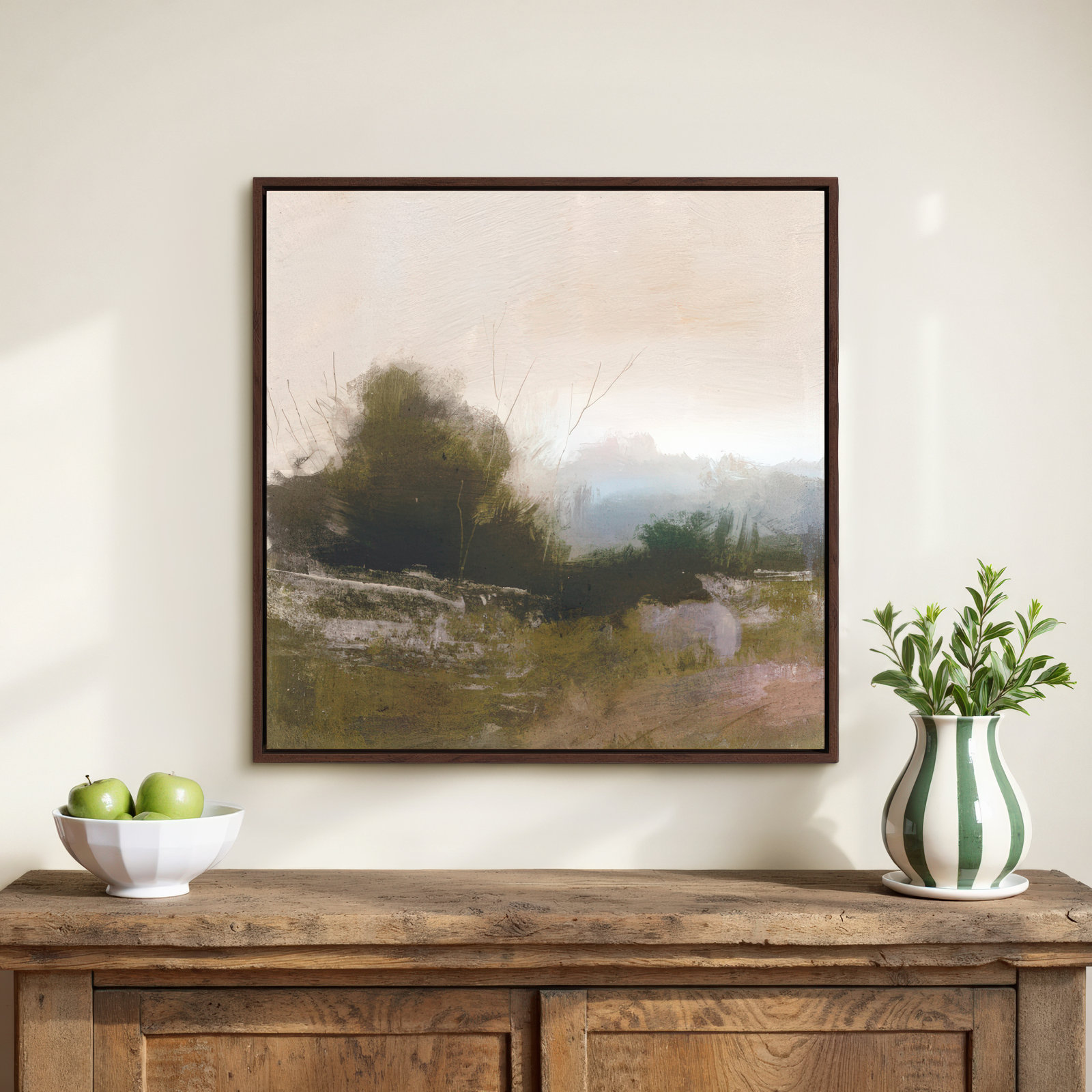 Spring Farm by Dan Hobday Art, No, Mahogany Framed Canvas, 30" H x 30" W x 2" D