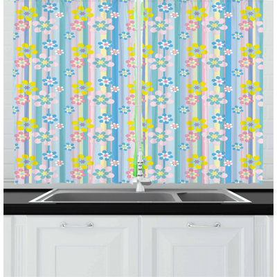 Floral Pointed Kitchen Curtain