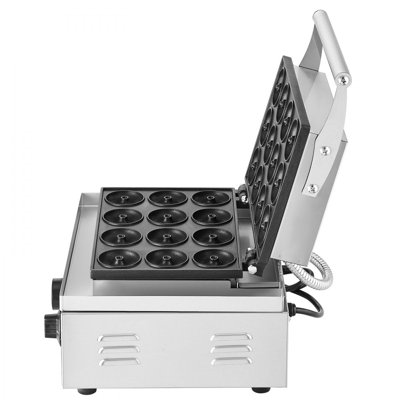 Machine à beignet électrique, machine à beignet commerciale avec surface antiadhésive 1550W, machine à gaufres chauffante double face à 12 trous pour 12 beignets, température 122-572 ?, pour un usage domestique