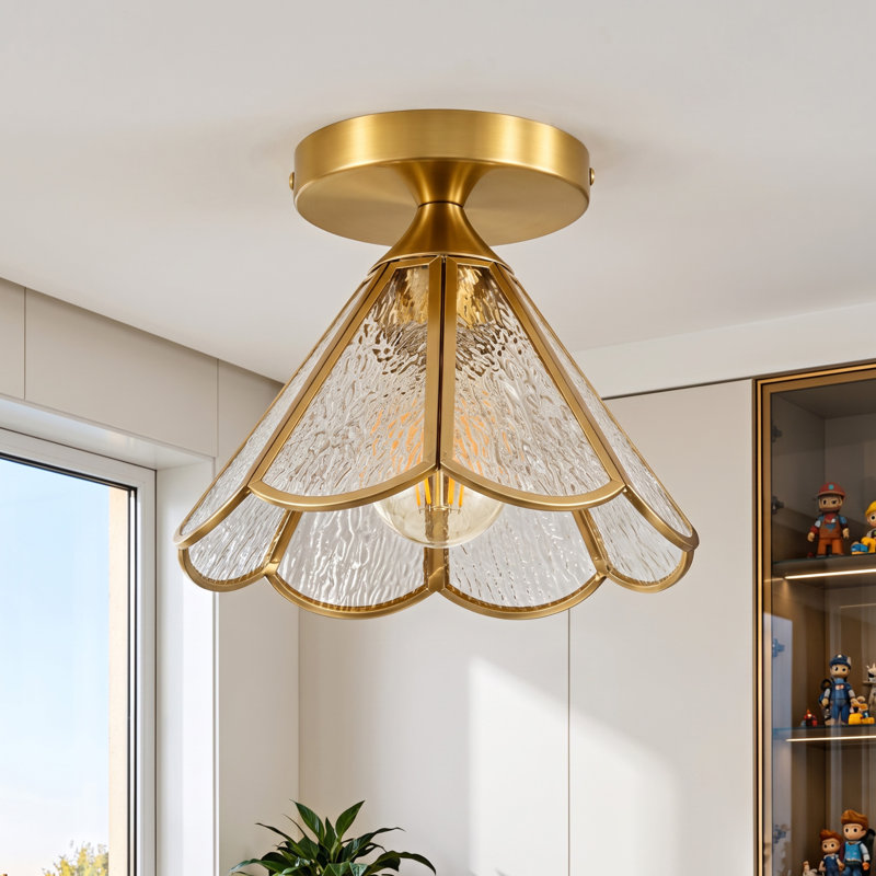 Plafonnier semi-encastré 9,84 po avec flocon de neige floral transparent, Clear
