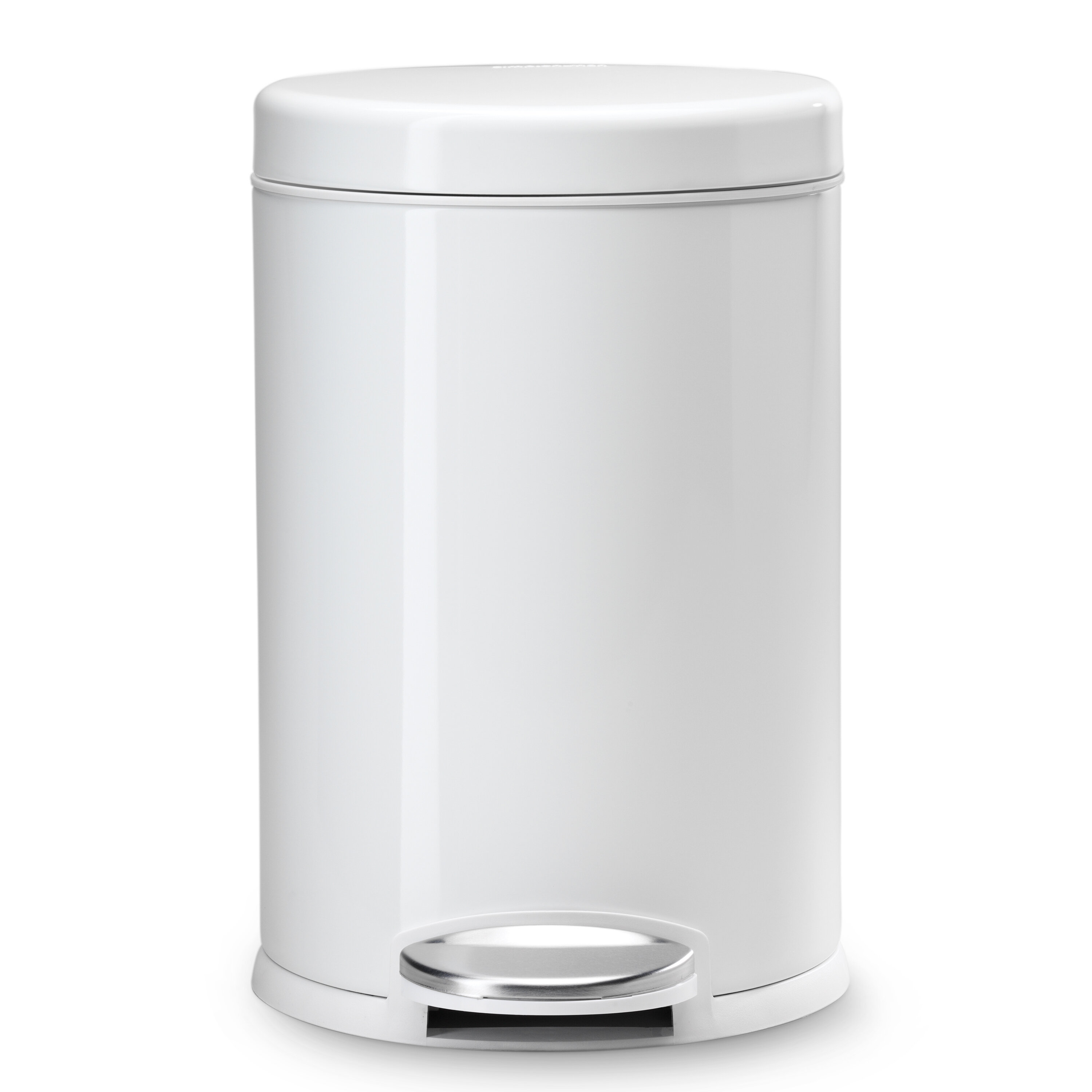 simplehuman Mini Round Step 1.2 Gal Trash Can, Polished Stainless Steel