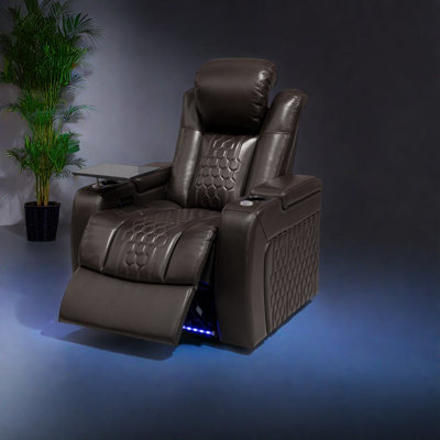 Fauteuil inclinable électrique haut de gamme avec cuir fleur, fonctions réglables, pour le divertissement à domicile