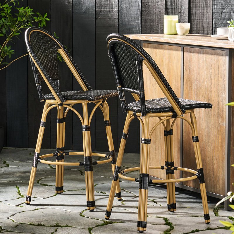 29,5 po d'extérieur français, 2, noir, aluminium et PE, rouille, sans coussins, style de meuble 2,