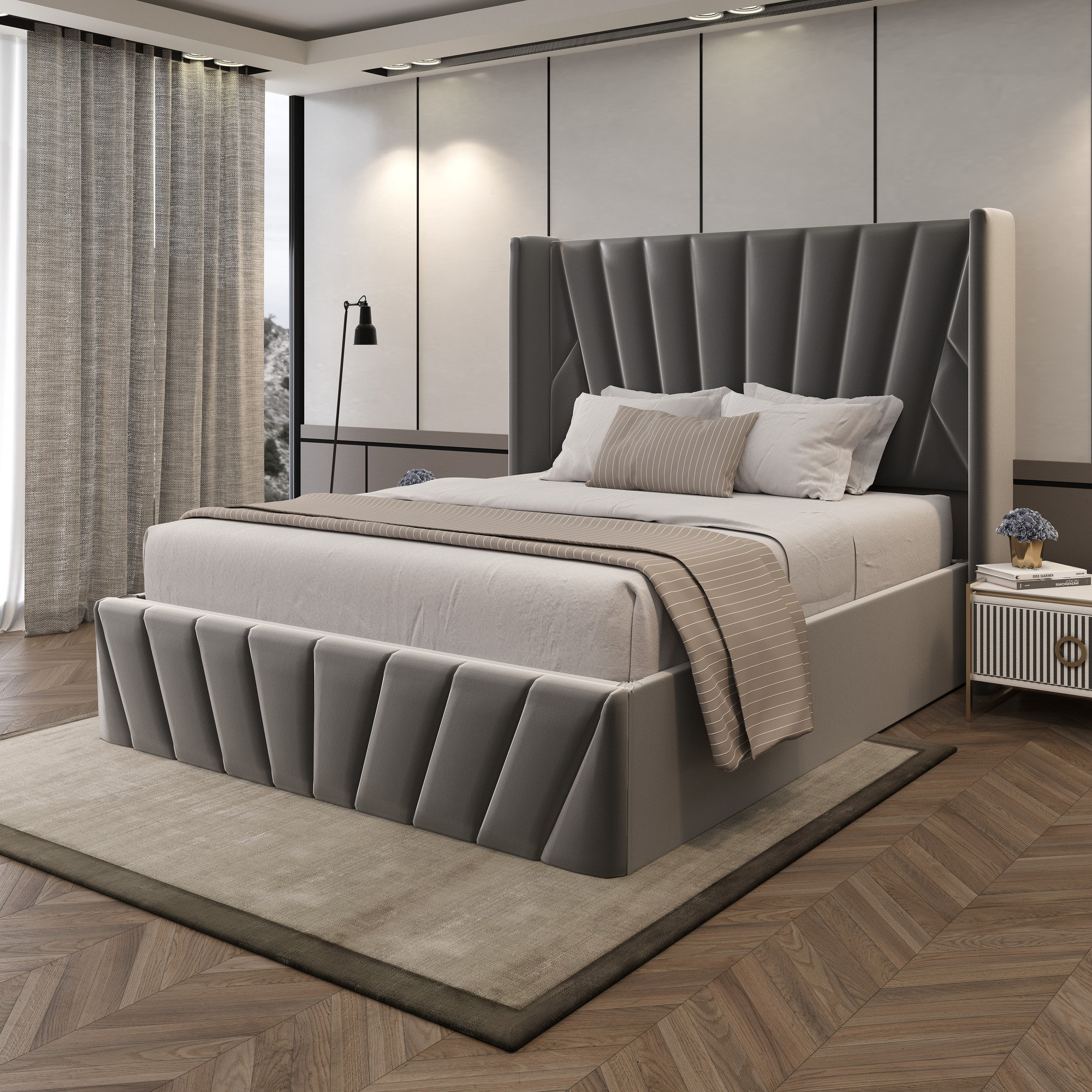 Latitude Run® Upholstered High Headboard Storage Bed w/Hydraulic Gas