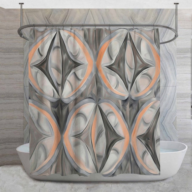 Rideau de douche à motif géométrique, H 83 po x l 70 po